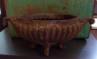Antique Vintage Small Cast Iron Garden Urn Planter Great Patina