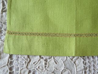 Vintage Embroidered Poodle Linen Chartreuse Green Guest Towel 18 