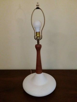 Tall Mid Century Modern Table Lamp Vintage Light W/ Socket Eames Era Ceramic