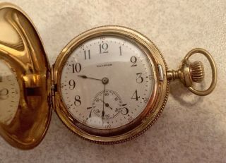 American Waltham Grade L,  Model 1890 Pocket Watch 14k Gf Hunting Case,  Runs - Gr8