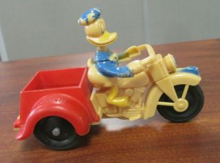 Vintage Marx Walt Disney Donald Duck Motorcycle Delivery Toy Harley Davidson