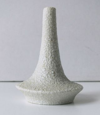 Mid - Century Sgrafo Modern Germany Mini Ufo Bud Vase White Orange Peel Lava Glaze
