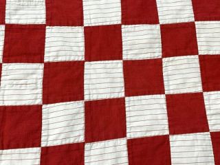 Antique c 1900 RED Game Checkerboard QUILT Table Doll 25 x 24 3