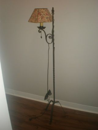 Antique Wrought Iron Floor Lamp,  Arts & Crafts,  Figure,  Adjustable,