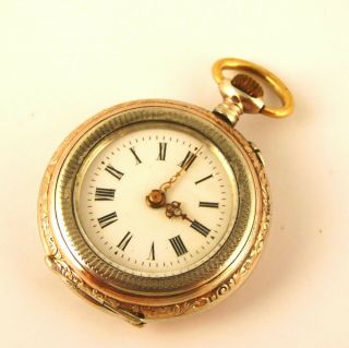 Antique 1900s German Silver And Gold Fob Pocket Watch Needs Work