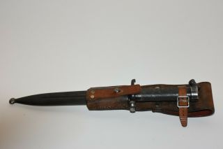 Swedish Mauser Model 1896 Rifle Bayonet & Sheath with Leather Frog EJ - anchor - AB 2