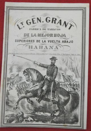 Lt.  General Grant Tobacco Label 1864 With Image Of A Civil War Battle