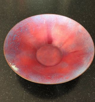 Vintage Mid Century Floral Enamel On Copper Candy Dish Bowl