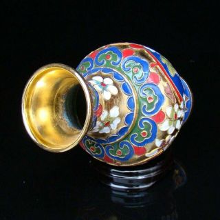150mm Collectible Handmade Brass Cloisonne Enamel Vase Flower Deco Art 5