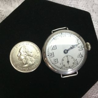 Antique Fleurier Pocket Watch Ww2 Trench Watch 925 Silver Case Running 33mm