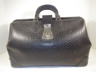 1940s Doctor Bag By Schell Black Leather Large In