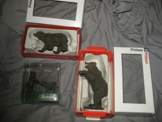 Preiser Elastolin Germany 4 Brown Bear Family Plastic 1:25 Scale Zoo Animals