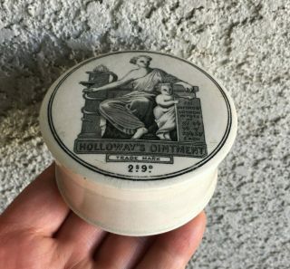 Antique,  Ceramic,  C1900 Holloway Ointment Pharmacy Quack Cure Jar Pot Lid