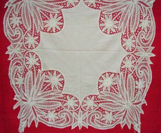 Antique/vintage Battenburg Lace Tablecloth Square Approximately 54 " X54 "