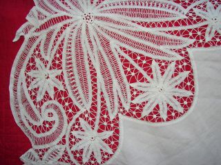 Antique/Vintage Battenburg Lace Tablecloth Square Approximately 54 
