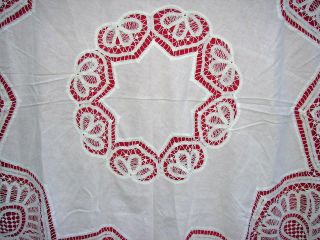 Antique/Vintage Battenburg Lace Tablecloth Round Approximately 52 