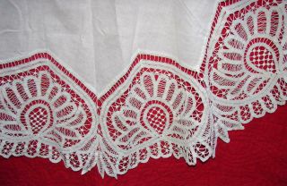 Antique/Vintage Battenburg Lace Tablecloth Round Approximately 52 