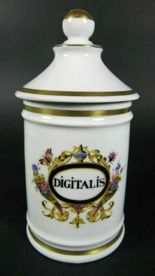 Antique French Apothecary Jar Digitalis Paris Porcelain Limoges Pharmacy Pot