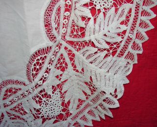 Antique/Vintage Battenburg Lace Tablecloth Round Approximately 62 