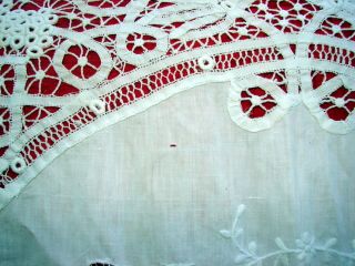 Antique/Vintage Battenburg Lace Tablecloth Round Approximately 50 