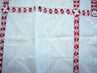 Antique/Vintage Battenburg Lace Tablecloth Round Approximately 50 