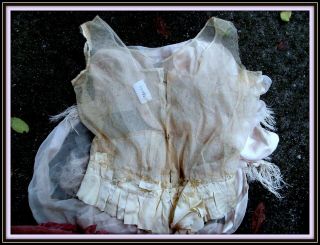 Delicate Antique Victorian Edwardian Hdmd Netted Lace Wedding Underlining Bodice