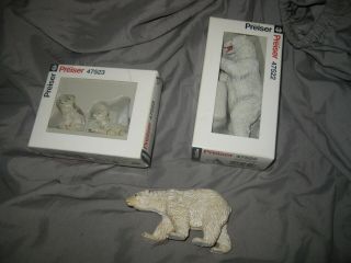 Preiser Elastolin Germany 4 Polar Bear Family Plastic 1:25 Scale Zoo Animals