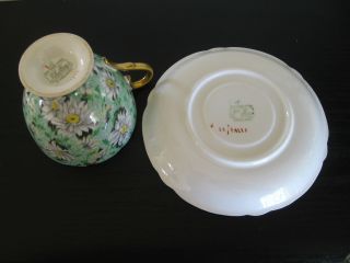 Shelley China Green Daisy Chintz Cup and Saucer 4