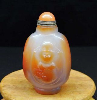 3.  35 " Natural Agate Jade Snuff Bottles Exquisite Hand - Carved Statue