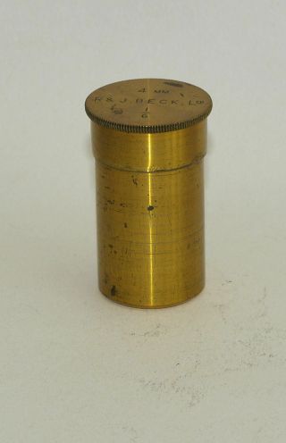 Empty Microscope Canister For Brass Microscope - 4mm.  R & J Beck Ltd.  1/6.
