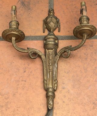 Antique French Empire Pair Bronze Brass Wall Sconces 6