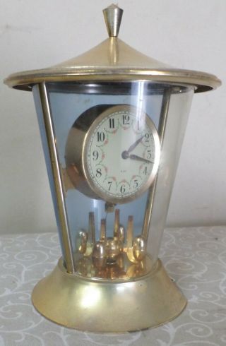 Rare Old German 8 Day Torsion Key Wind Asian Pagoda Desk Or Mantel Clock