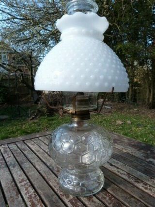 Lovely Antique Vintage Glass " Farms Lamp Light " Oil Lamp