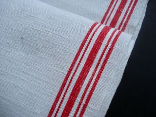 Vintage Pure Linen Red Stripe Kitchen Roller Towel