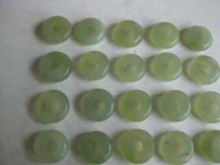 25 Fine Old Antique Chinese Carved Celadon Jade Necklace Amulet Beads Discs 4 2