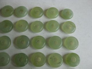 25 Fine Old Antique Chinese Carved Celadon Jade Necklace Amulet Beads Discs 4 3