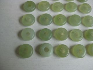 25 Fine Old Antique Chinese Carved Celadon Jade Necklace Amulet Beads Discs 4 4