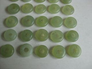 25 Fine Old Antique Chinese Carved Celadon Jade Necklace Amulet Beads Discs 4 5