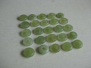 25 Fine Old Antique Chinese Carved Celadon Jade Necklace Amulet Beads Discs 4 6