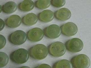 25 Fine Old Antique Chinese Carved Celadon Jade Necklace Amulet Beads Discs 4 8
