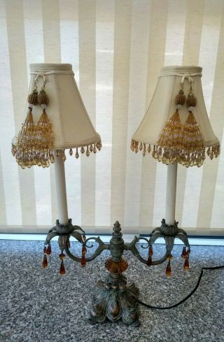 Vintage/antique Ornate Art Nouveau Candlestick Table Lamp Bronze Effect