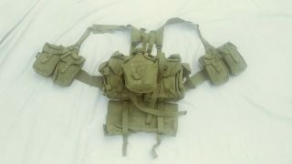 Vintage South African Sadf Pat 70 Web Belt Kit Tan Canvas Bush War Webbing Gear