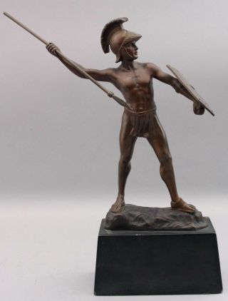 Antique Signed Grand Tour Roman Nude Gladiator WarriorBronze Sculpture 2