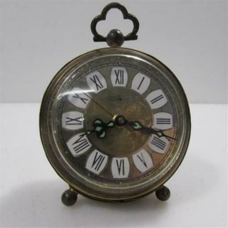 West German Happy Home Brass 3 " Alarm Clock Nonfunctional Parts/repair/display