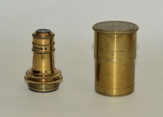1/6 In Objective Lens In Can For Brass Microscope - W.  Watson & Sons,  London.