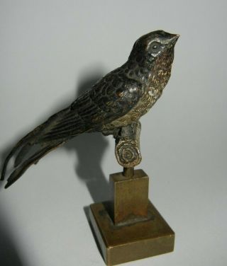 DETAILED COLD PAINTED BRONZE BIRD ON A PERCH VIENNA BRONZE WAX SEAL ? 2