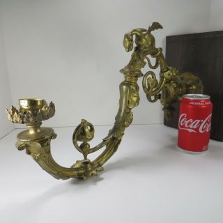 Vintage 18 " Oil Lamp Bracket Arm Gothic Medieval Dragon Gargoyle Ornate Antique