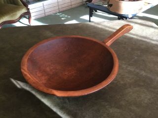 Vintage Primitive 11” Wooden Dough Bowl With Handle