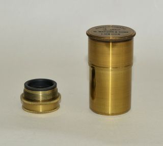 3 " Parachromatic Objective Lens In Can For Brass Microscope - W.  Watson & Sons