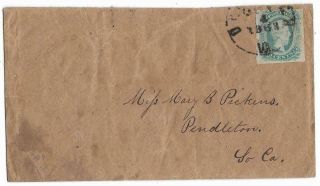 Csa Cover Virginia To Miss Mary B.  Pickens In Pendleton,  Sc Cs 11 Oct 4,  1863